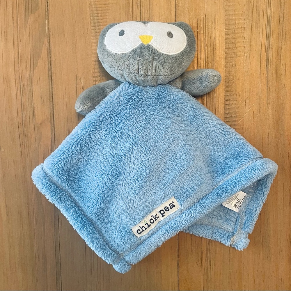 Chick Pea Lovey Owl Blue Gray Security Blanket Soother Bird Woodland Baby Toy
